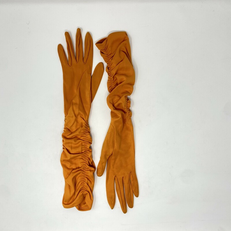 Long Fancy Srunched Glove, Orange, Size: Gloves