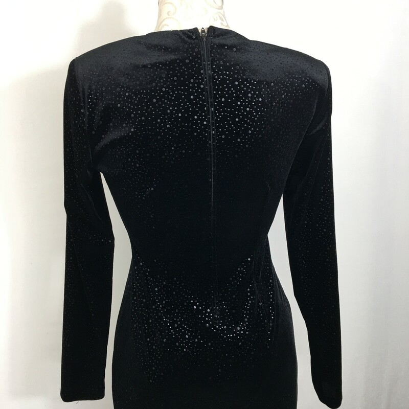 120-011 Betsy&adam, Black, Size: 6 Black velvet Dress polyester/spandex  x