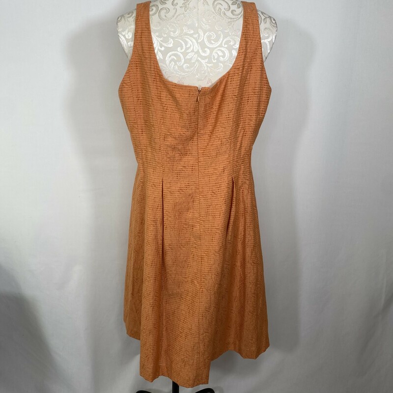 100-0082 Nine West, Orange, Size: 16 textured striped pleated tank top dress 77% cotton 23% nylon  good condition