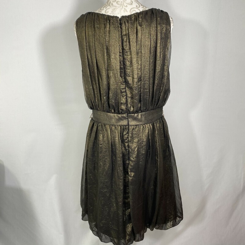 100-0131 Js Collection, Olive/bl, Size: 12 metallic tank top dress with cuffed bottom 100% polyester  good condition