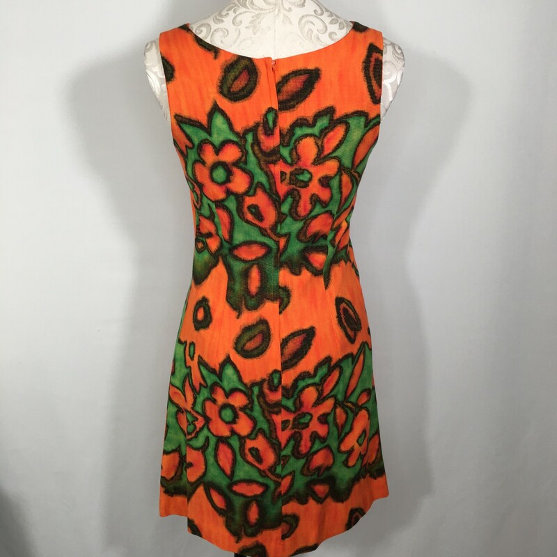 100-0149 Ariella, Orange, Size: Small orange dress with green flower pattern tank top style no tag  good condition