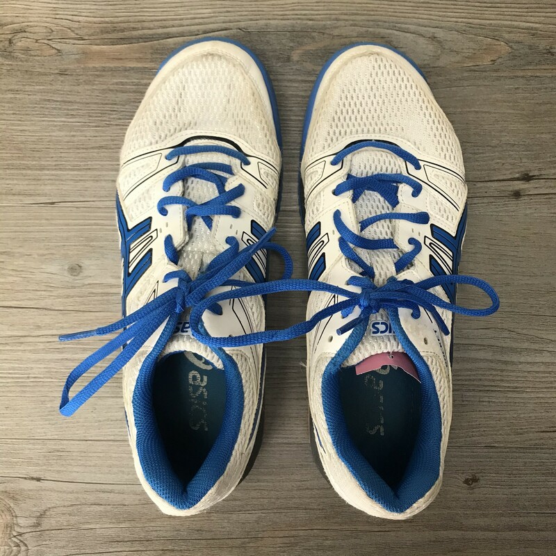Asics Running Shoes, White/bl, Size: 7<br />
US 7 MEN
