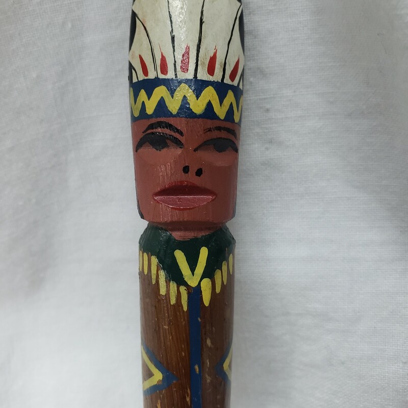 Chief Letter Opener, Carved & Painted Wood 8in
