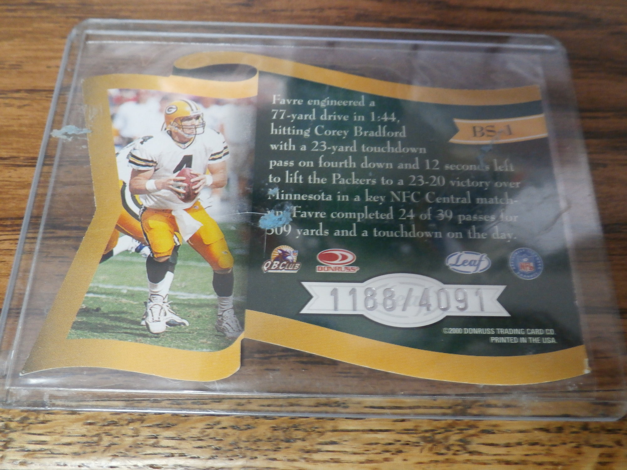 NFL Collectable Card Greenbay Packers brett Favre 