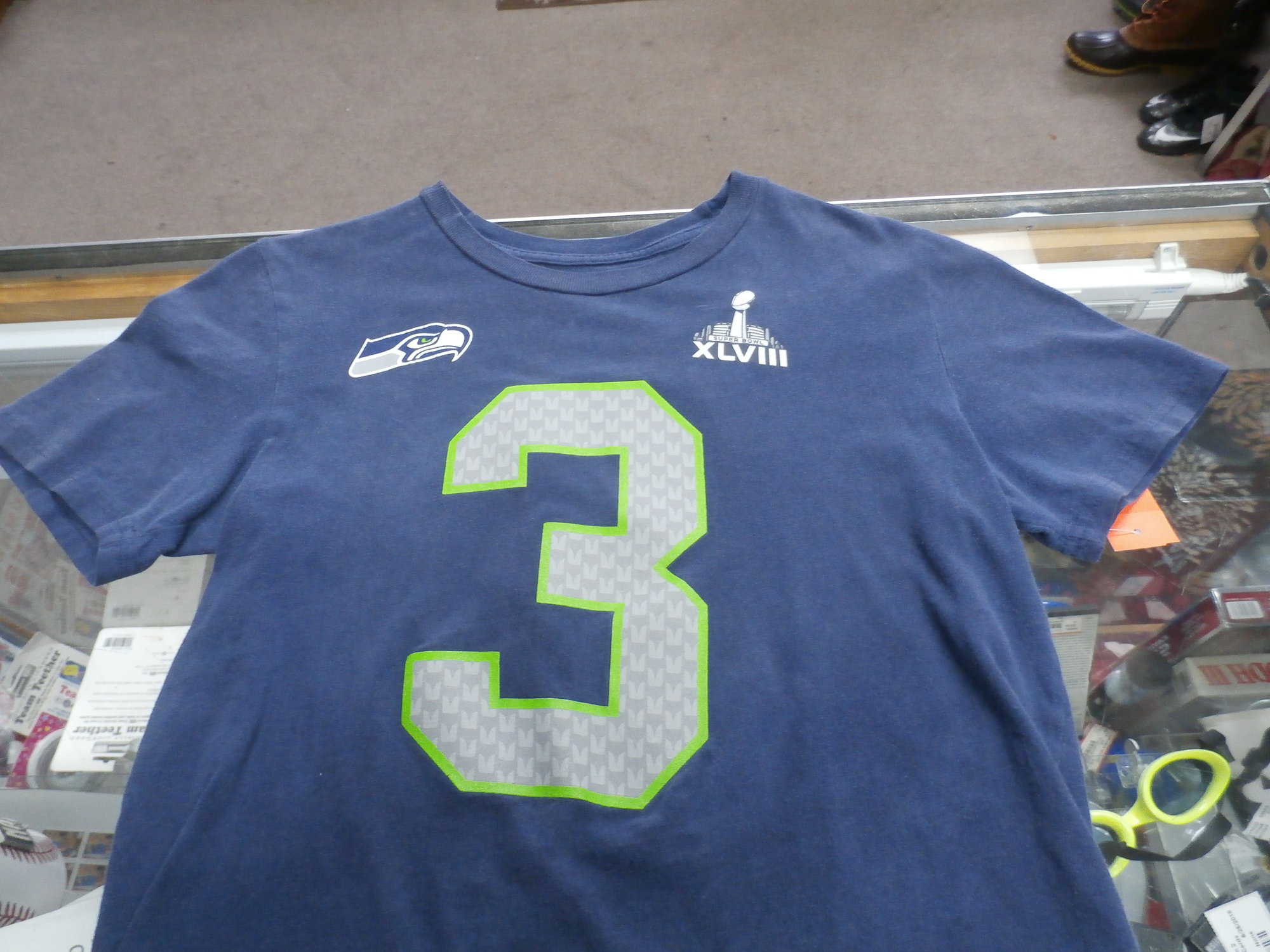 NFL Team Apparel Seattle Seahawks Blue Russell Wilson #3 Jersey Shirt Youth  Sz L