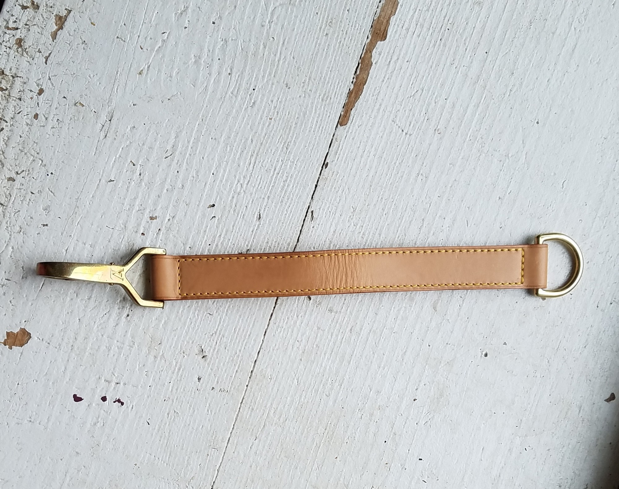 Vintage Louis Vuitton Leather Luggage Tag and Strap. 