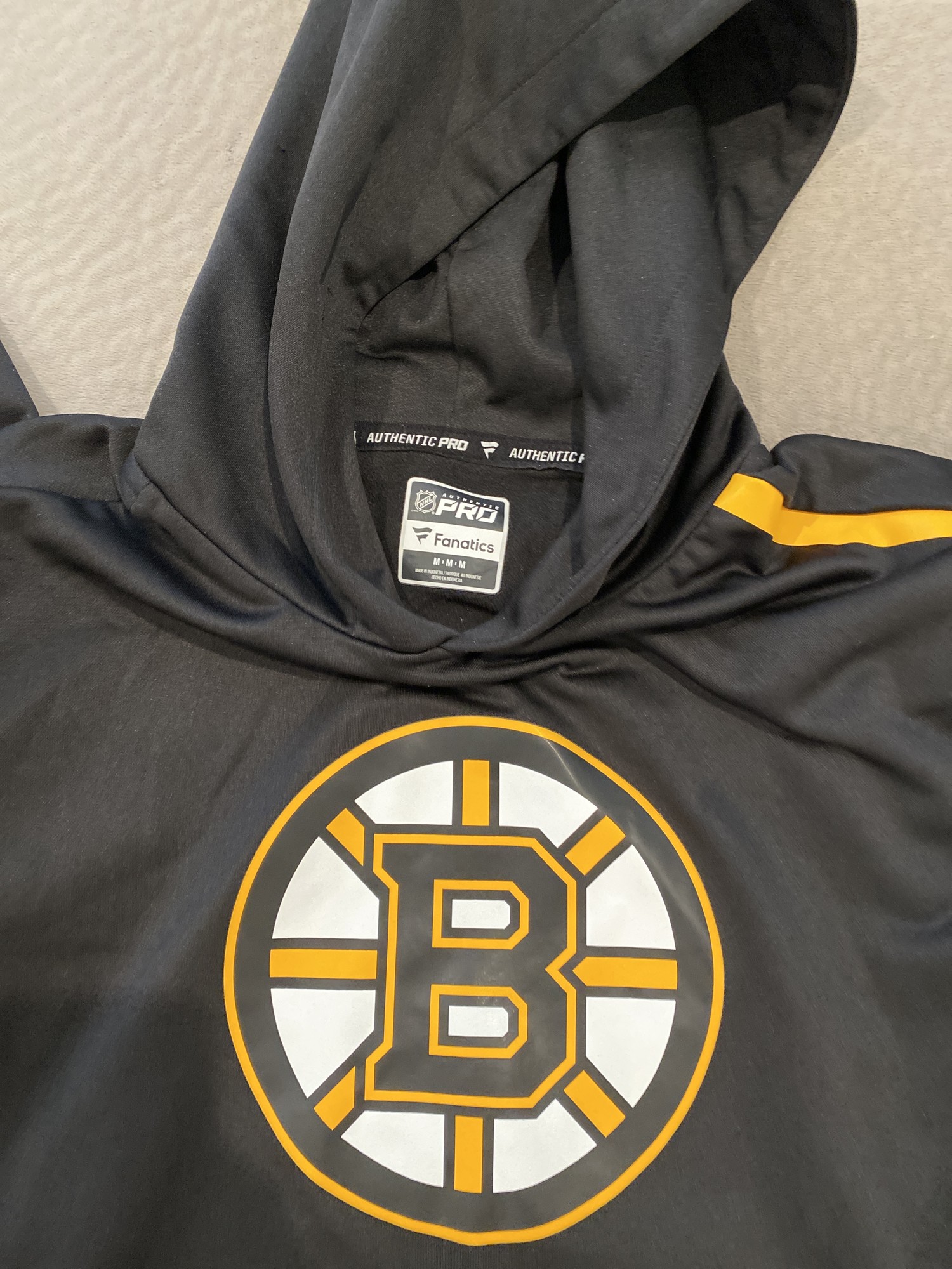 Boston Hockey Vintage Bruins Style Hoodie Hooded Sweatshirt Mens Medium  FREESHIP