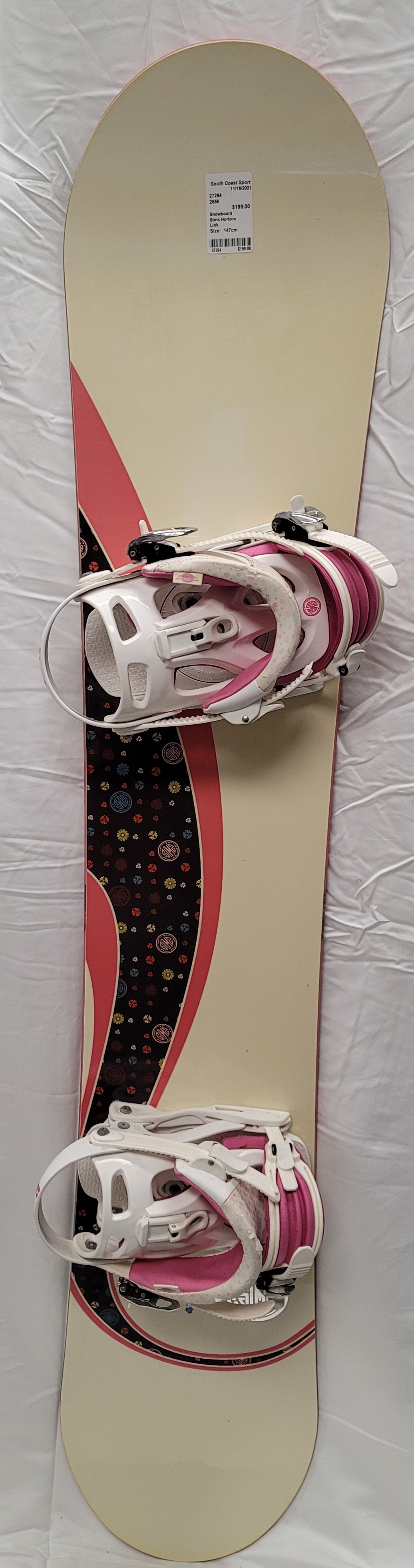 Sims Horizon snowboard with Link bindings, Size: 147cm