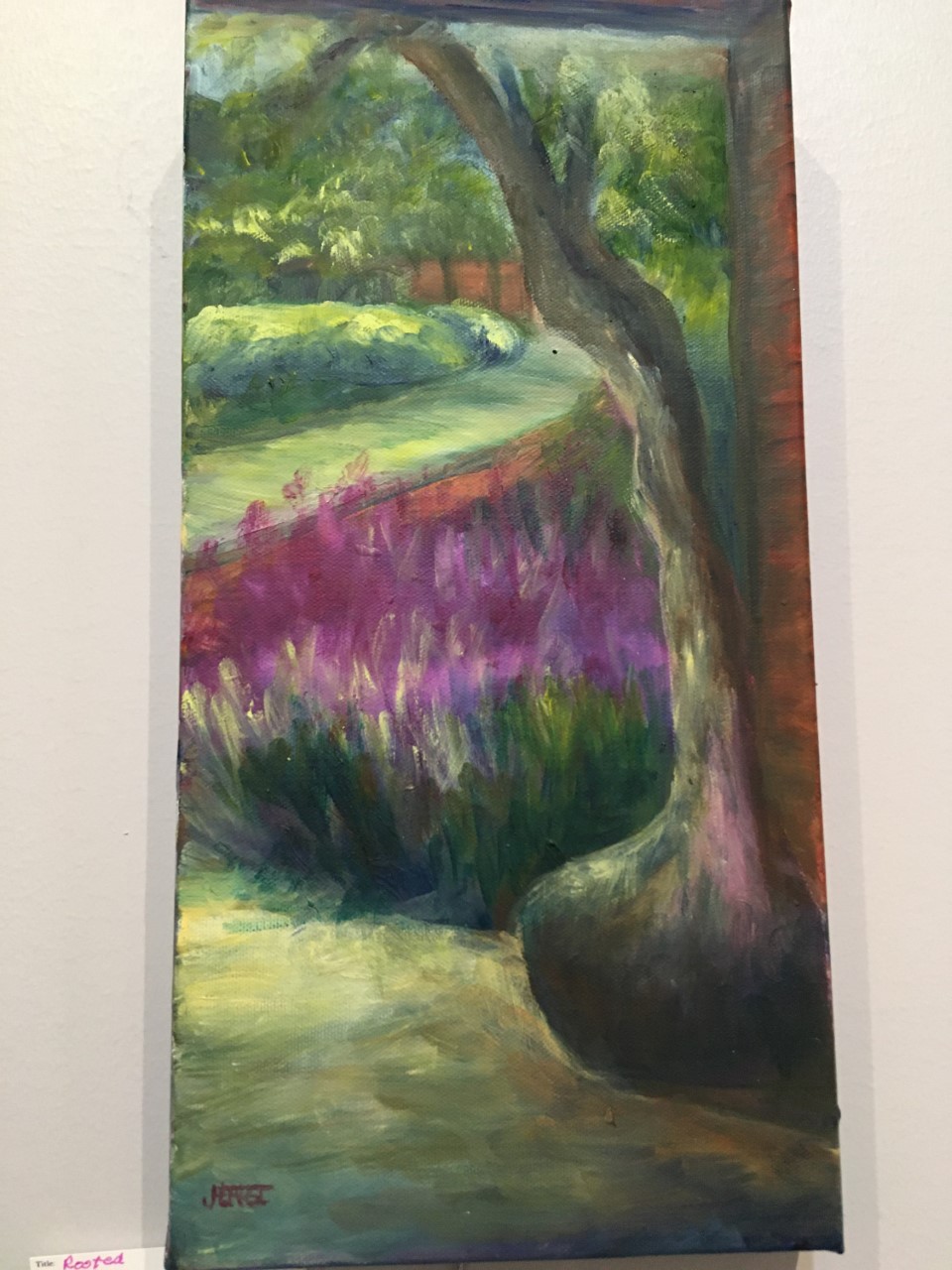 Rooted
Oil
16 x 8
Jean A. Hearst, artist

Plein air painting done under one of the entrances to The Hermitage Museum and Gardens