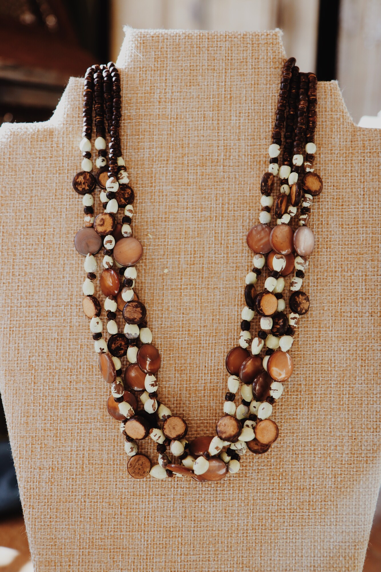 This layered beaded necklace measures 17 inches with a 2 inch extender!