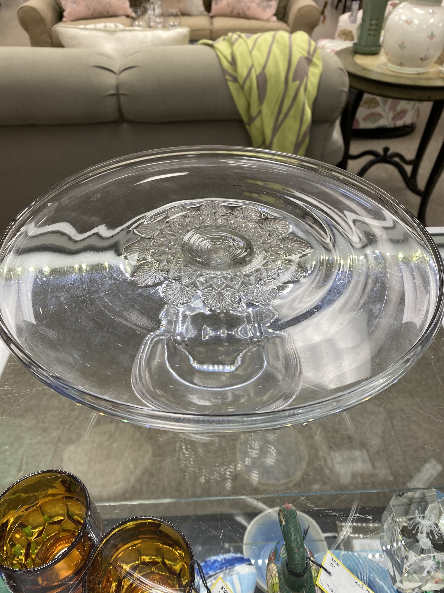 Vintage Glass Cake Stand, None, Size: 10x5 In