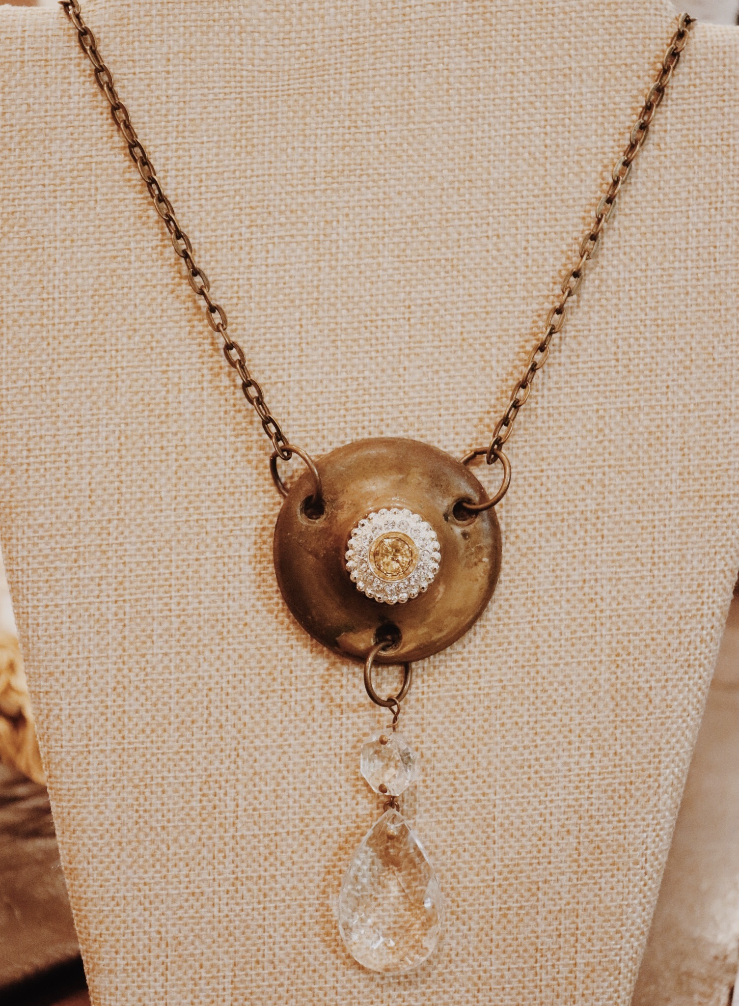 This handmade necklace hangs on a 30 inch chain!