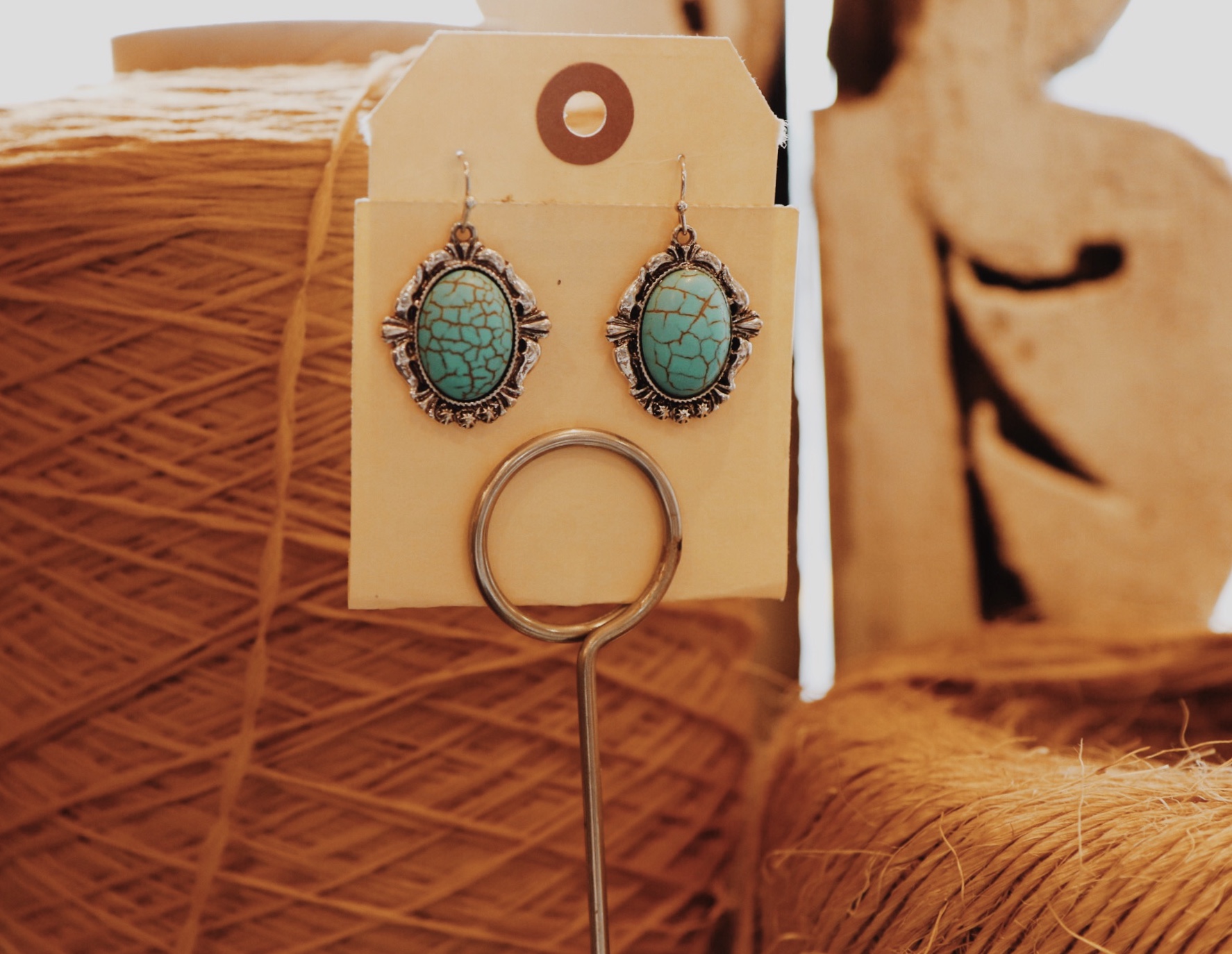 These adorable turquoise earrings measure 1.5 inches long!