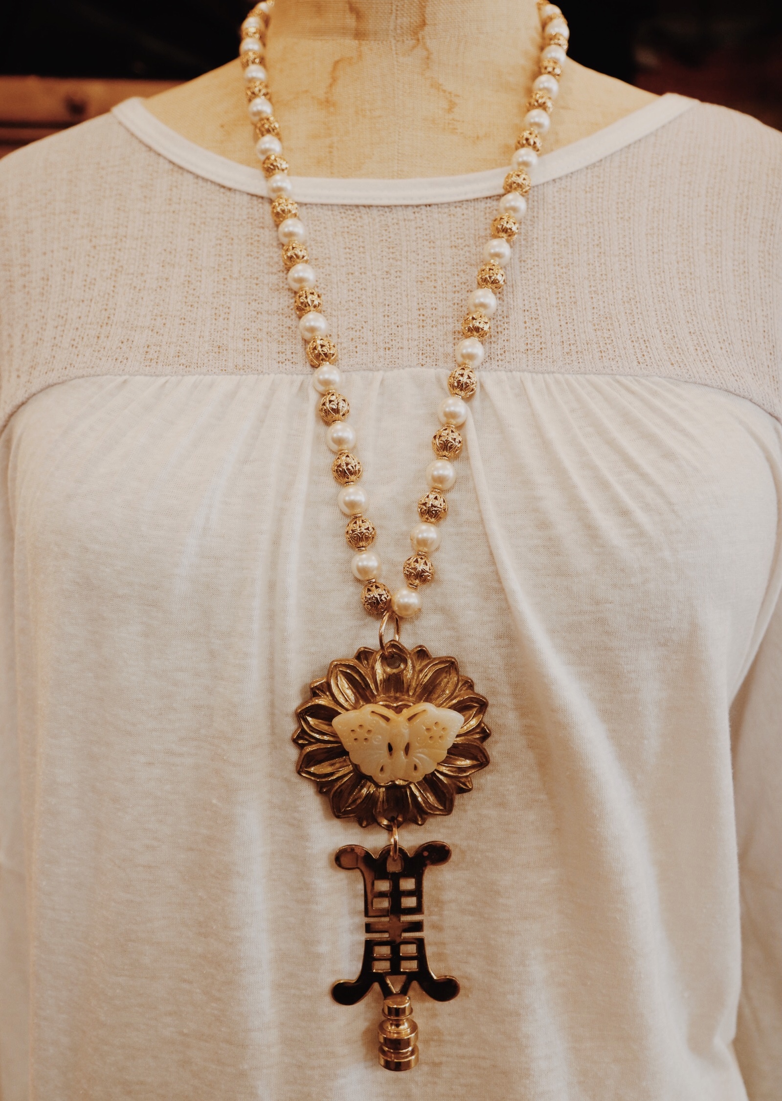 This chunky, handmade necklace is on a 30 inch chain!