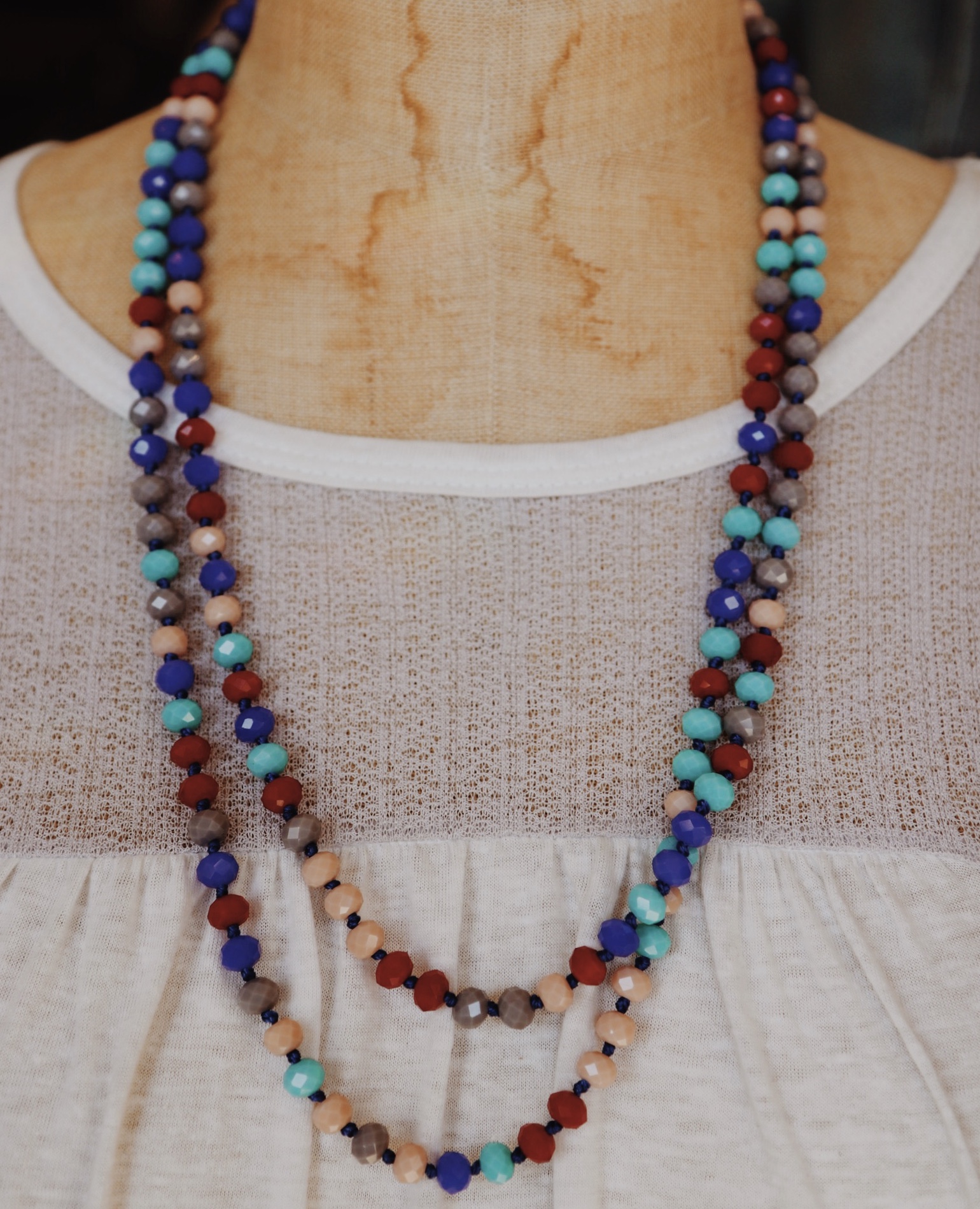 Multi Colored Beaded Wrap Necklace. Great For layering with a choker.