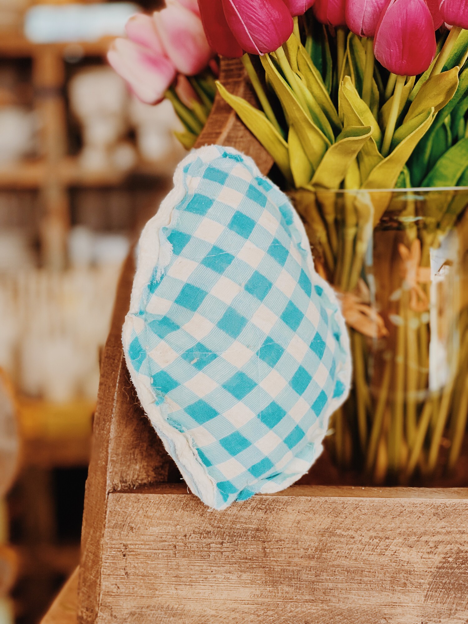 These adorable, decorative eggs were handmade from vintage fabrics! They measure about 8 by 5 inches.