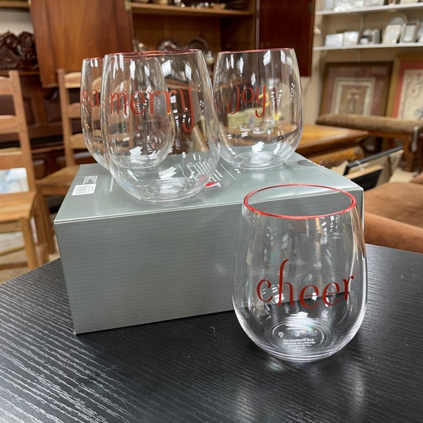 Acrylic Holiday Wine Glasses, Set/4
