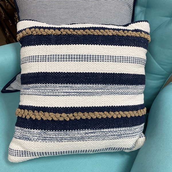 Blue+White Kilim Pillow, Size: 16x16