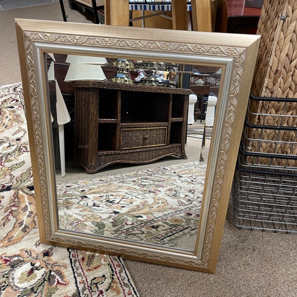 Gold Wood Framed Mirror, Size: 21x25