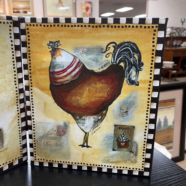 Folk Art Chicken Canvas, Size: 10x12