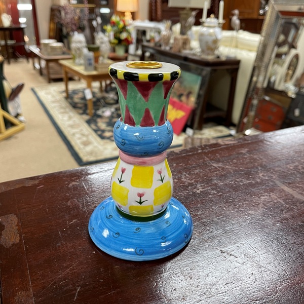 Painted Ceramic Candle Holder, Size: 6 Tall