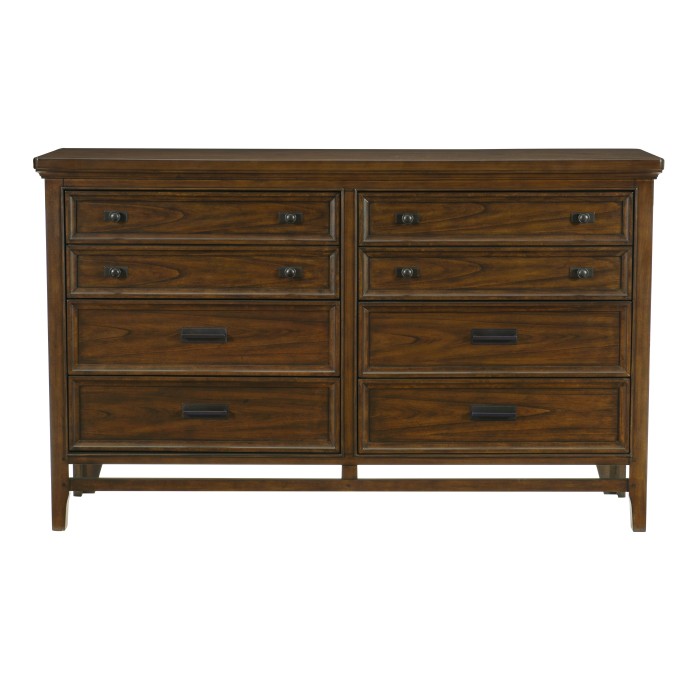 Fraizer Park Dresser

Items purchased online will ship to our store, drop shipping options may be available.

Please contact us at 509-928-9090 if you have any questions and to check on availablity on items.

This is a new item and one of many pieces we can order from Homelegance, they have a variety of options to choose from.

With a subtle lodge look that takes inspiration from design history, the classic styling of the Frazier Park Collection will help you create a bedroom environment that is a reflection of your preference for traditional spaces. Knob and pull hardware front the drawers lending subtle contrast to the dresser’s finish.

Overall Dimension: 66 x 18 x 40.25H

Made of mindy veneer, wood and engineered wood
Brown cherry finish
6 dovetail drawers with ball bearing glides
Pewter tone knobs and bar pulls
