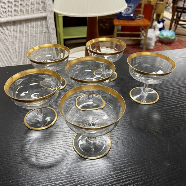 Gold Rim Short Champagne/Sherbet Glasses, Set/6