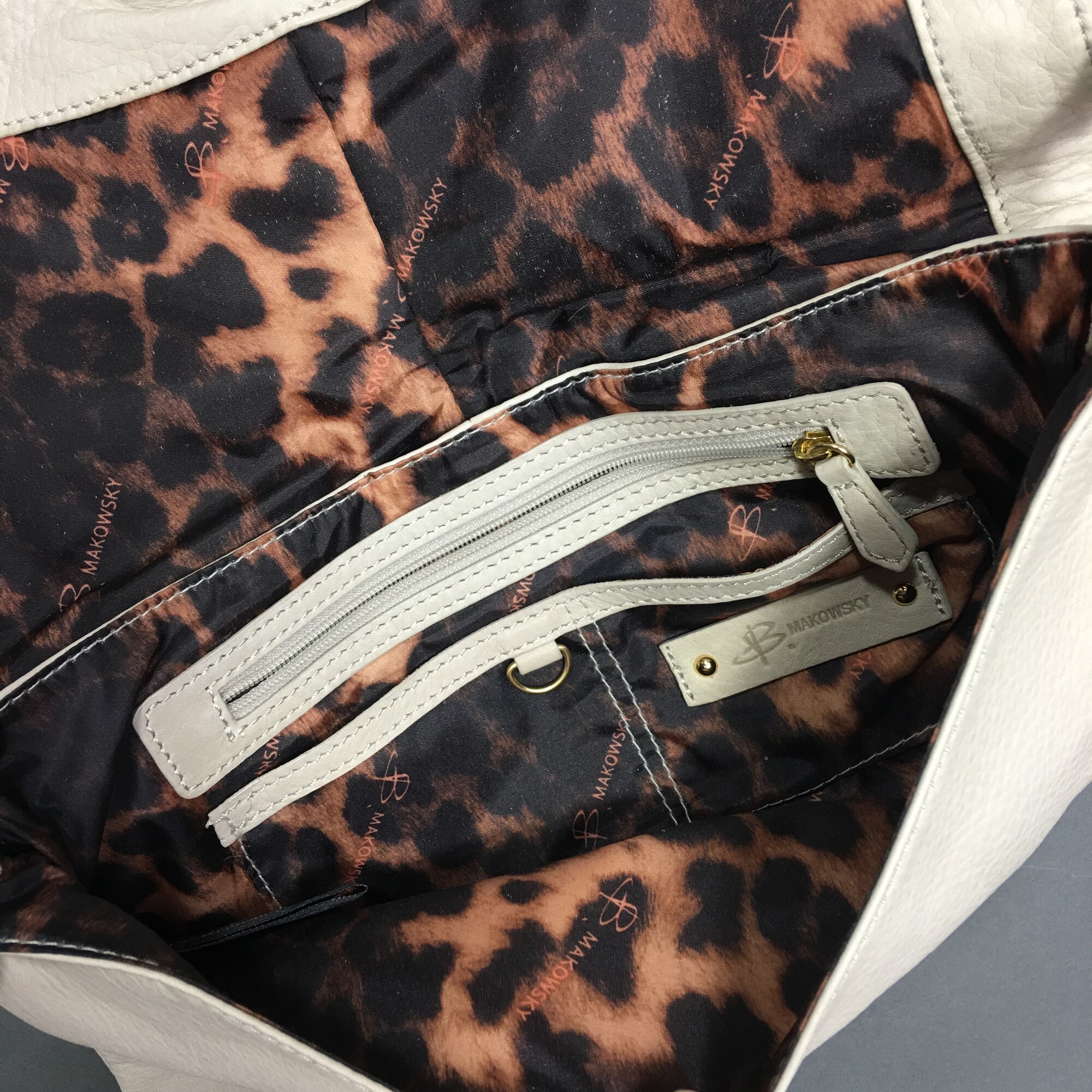 B. Makowsky Silver Shoulder Leather Bag Polished Silvertone Handbag | Large leather  bag, Black leather satchel, Leather purses