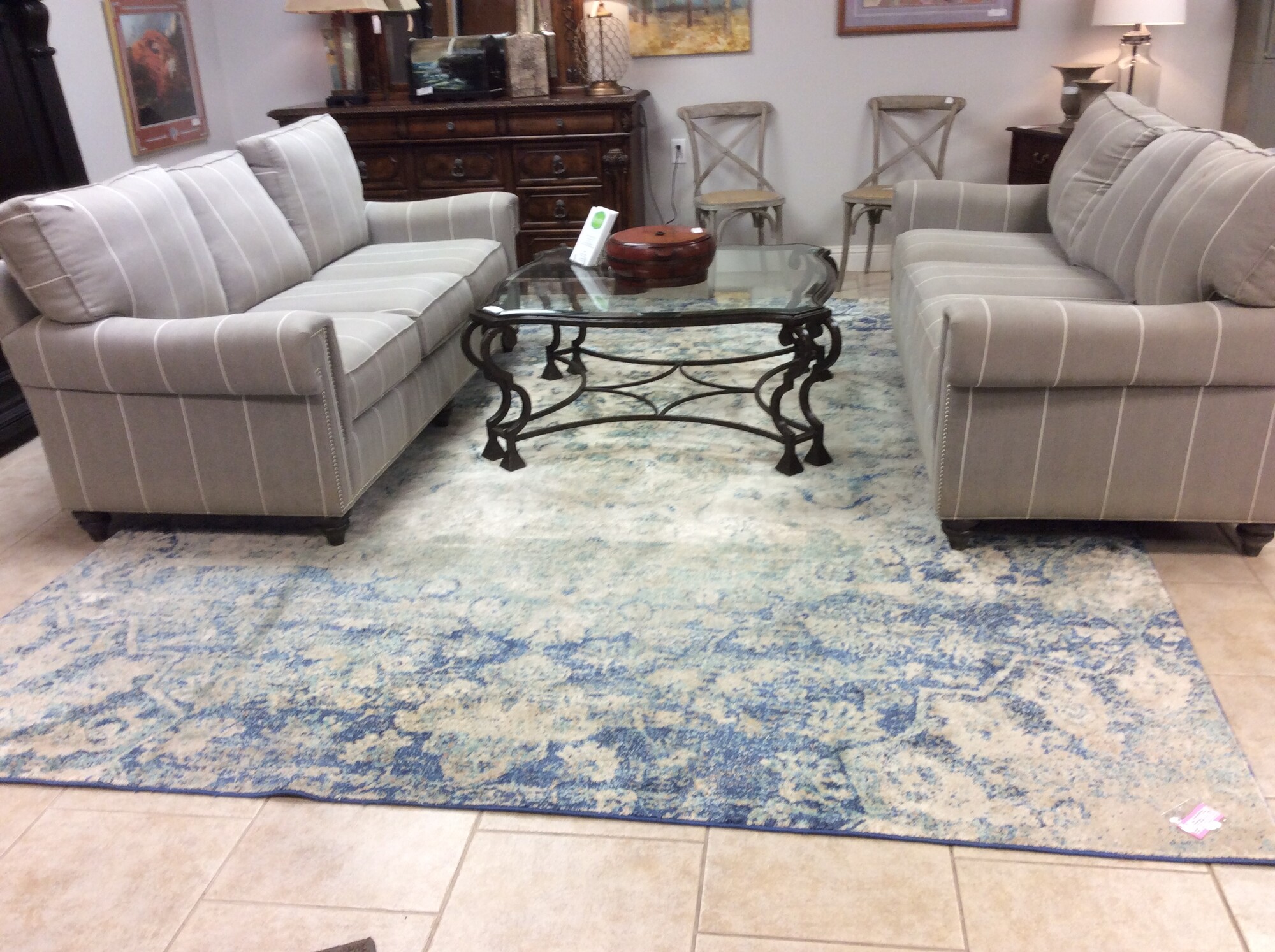 This is a Blue & Ivory Polyester Anastasia Collection Rug. This Rug is made by Loloi Brand.