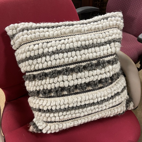 Organic Wool Striped Pillow w/Down Insert, Size: 18x18
