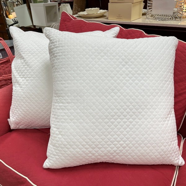 White Quilted Pillows, Size: 24x24