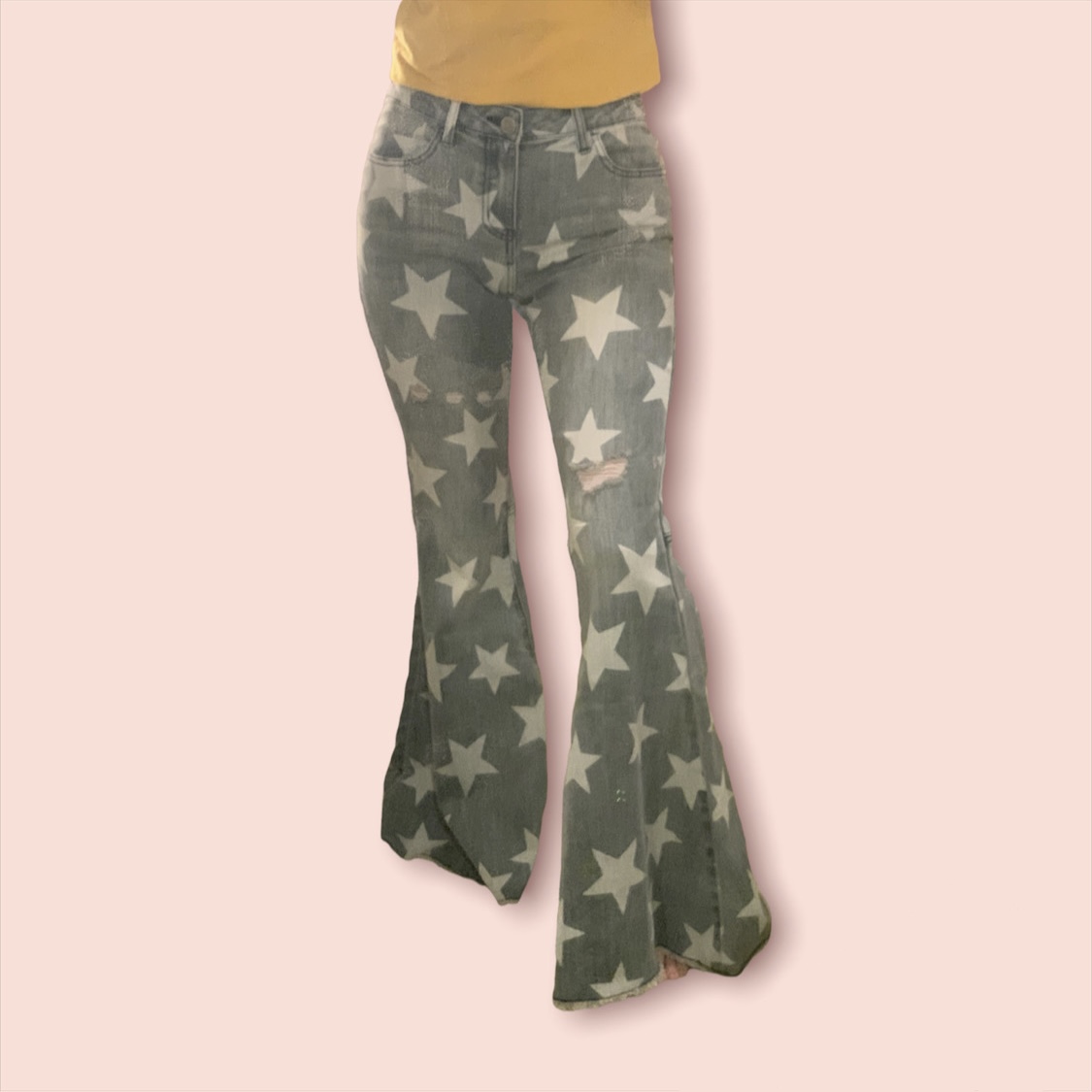 These flared denim pants are so fun and unique! If you love an outfit that stands out, then these are the pants for you!