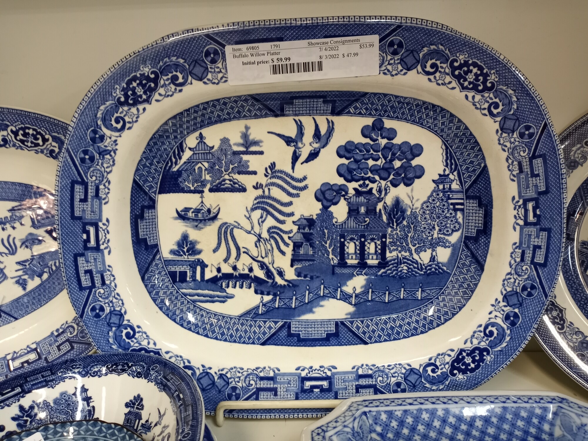 Buffalo Pottery Blue Willow Platter 14 inch