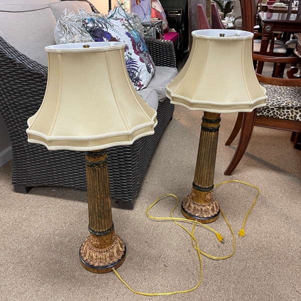 Bronze Buffet Lamps, Pair, Size: 35 Tall