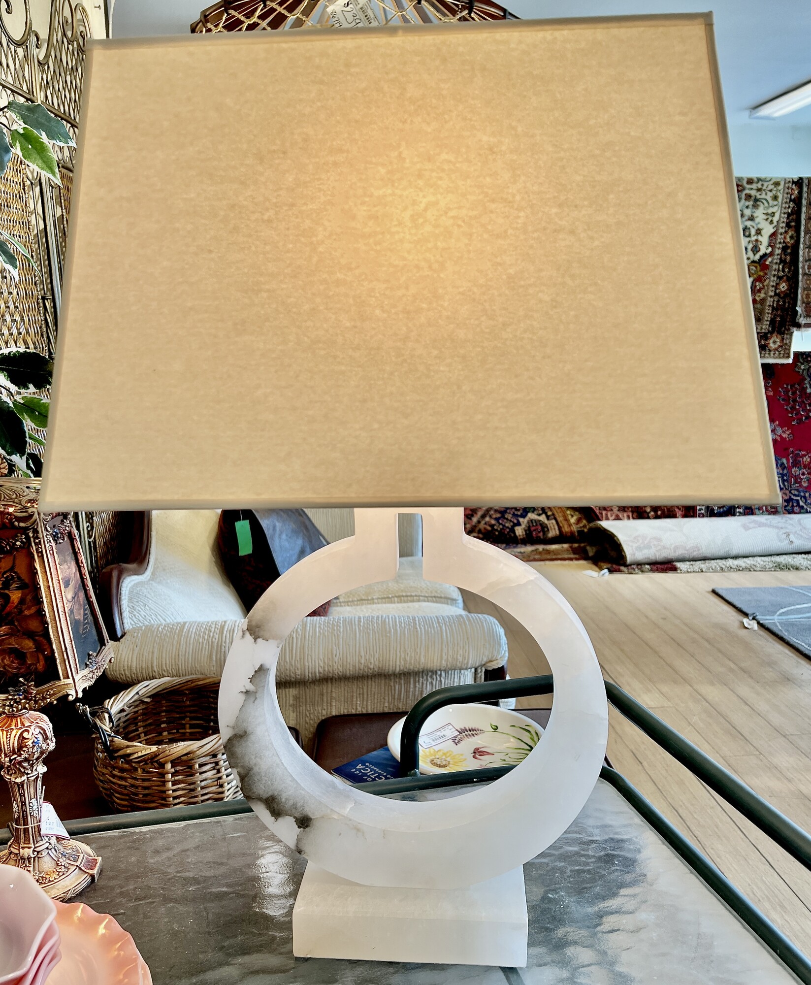 Alabaster Ring Form Table Lamp
Size: 27\" H