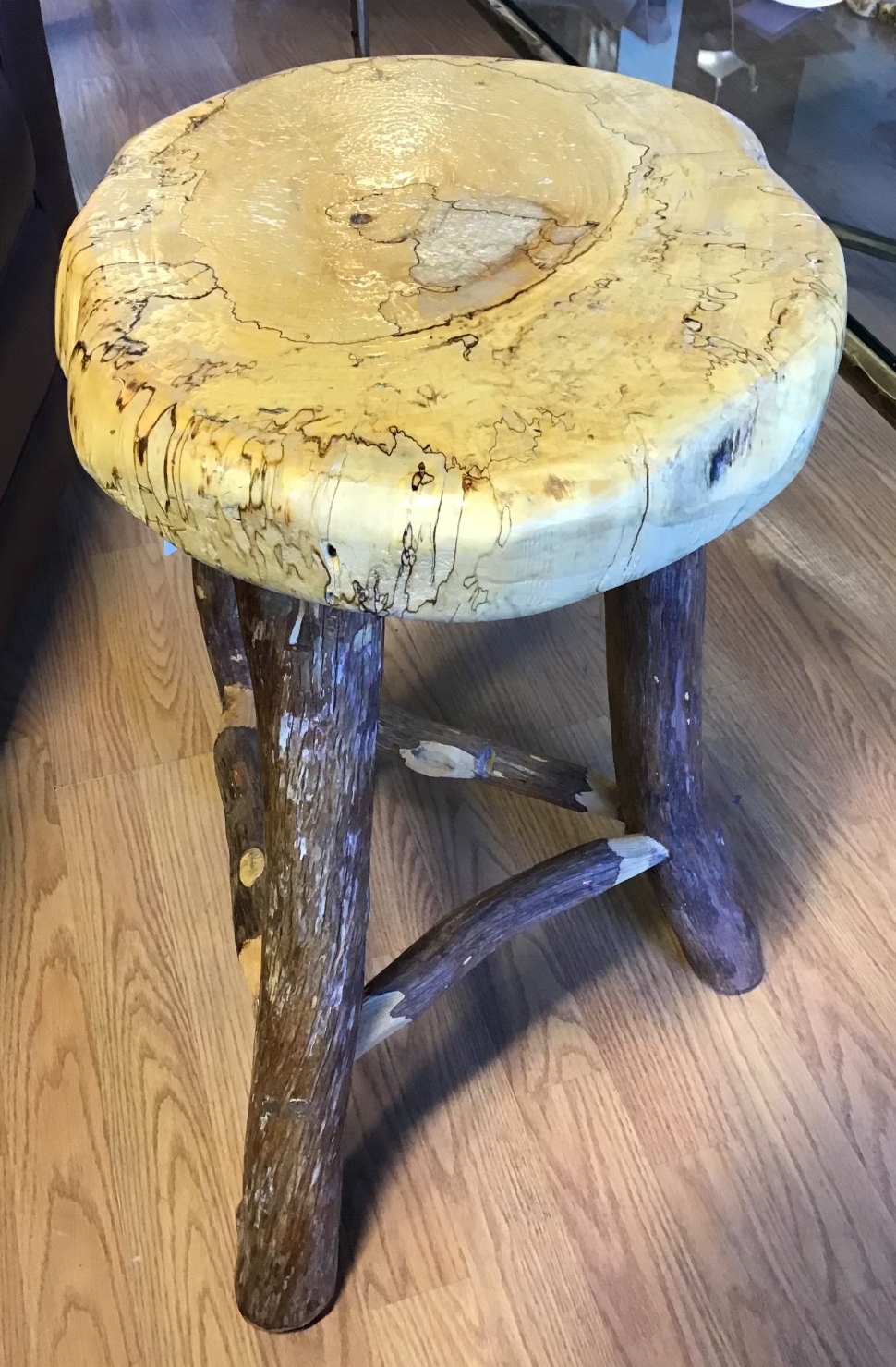 Side Table / Barstool, Hickory
Size: 16in diameter x 23in