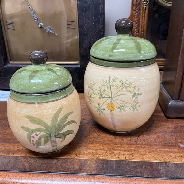 Ceramic Kitchen Canisters, Pair
