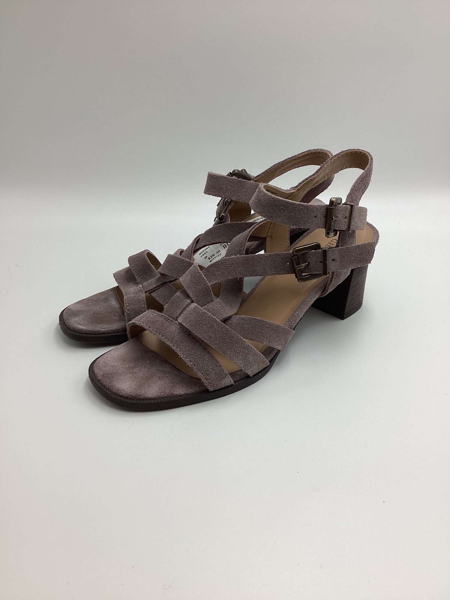 Suede Strappy Sandals, Taupe, Size: 6.5