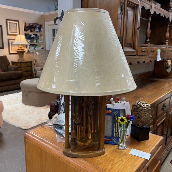 Vintage Wood + Glass Lamp, Size: 26 Tall