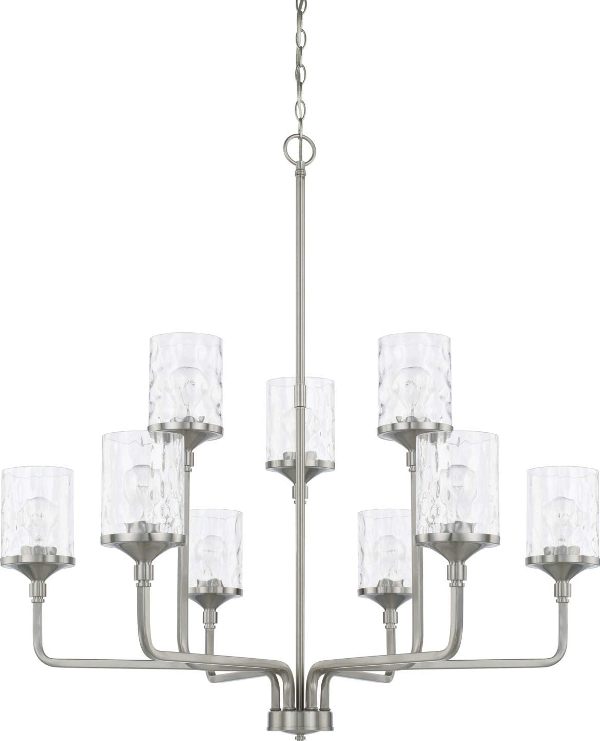 HomePlace Lighting Colton Urban/Industrial 9-Light Brushed Nickel Chandelier, Size: 38x40