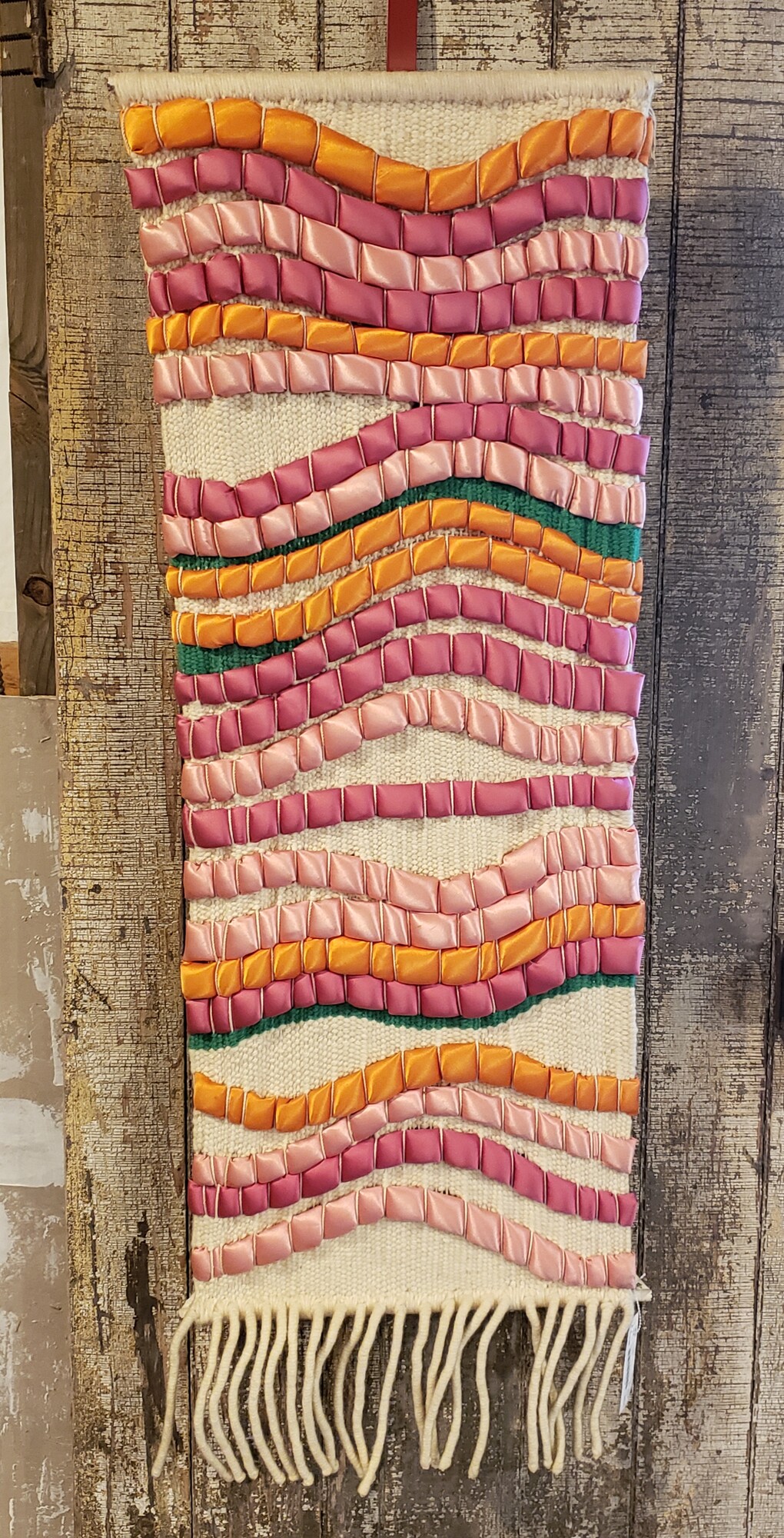 Vintage Pink Woven Wall Hanging, Size: 45x16
