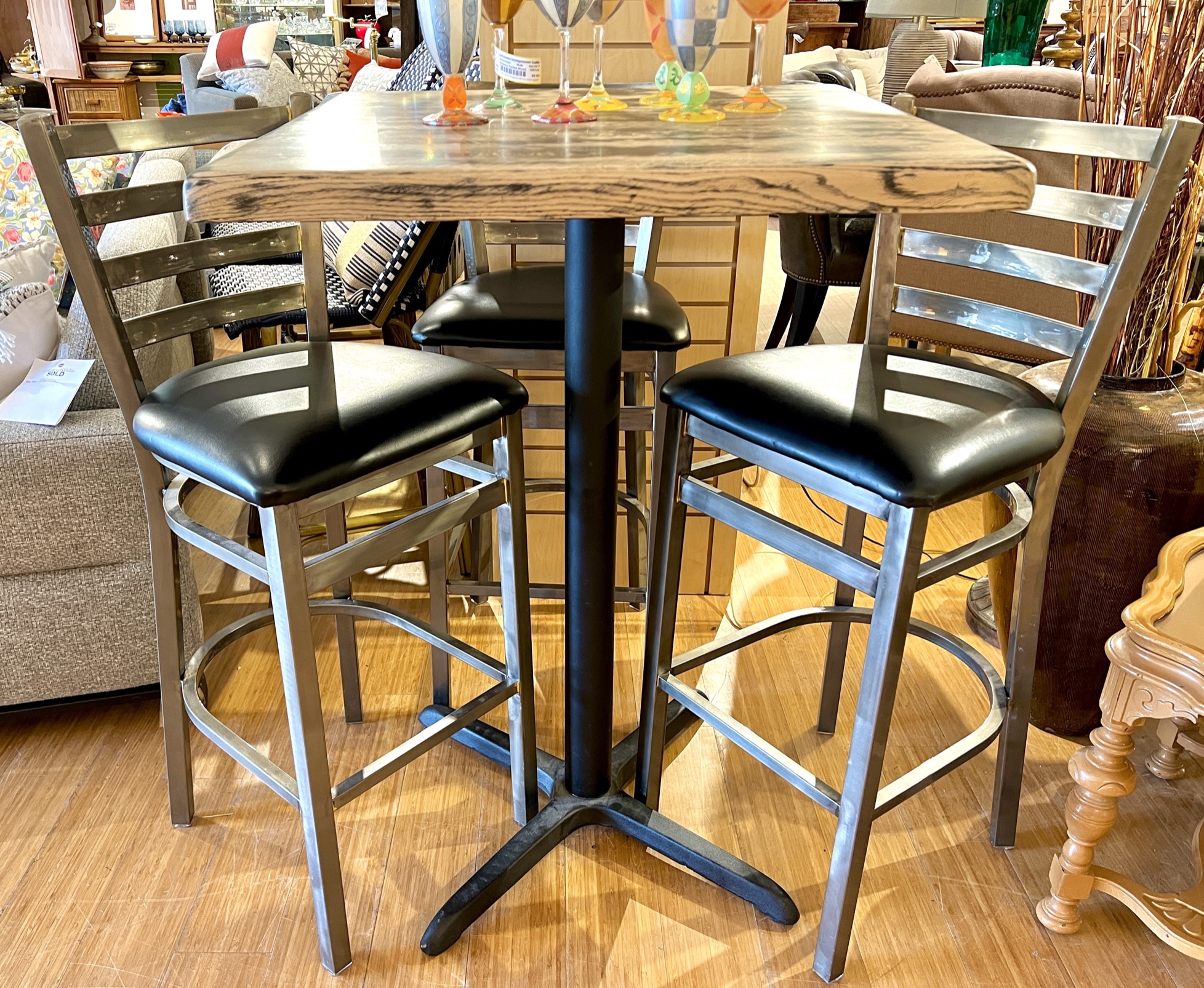 Bar Height table with 3 stools