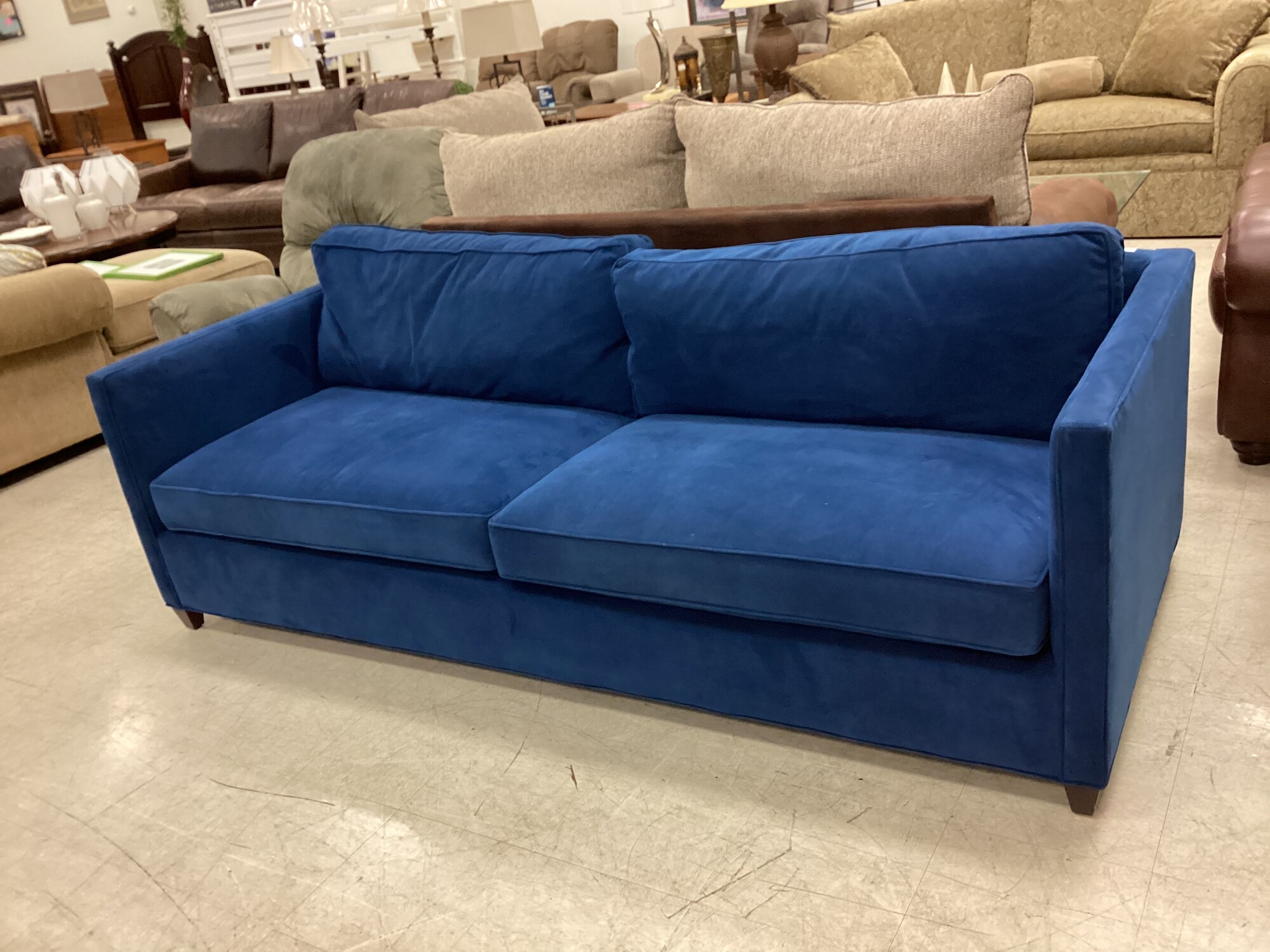 C+B Sofa, Blue, Fabric
85 In W