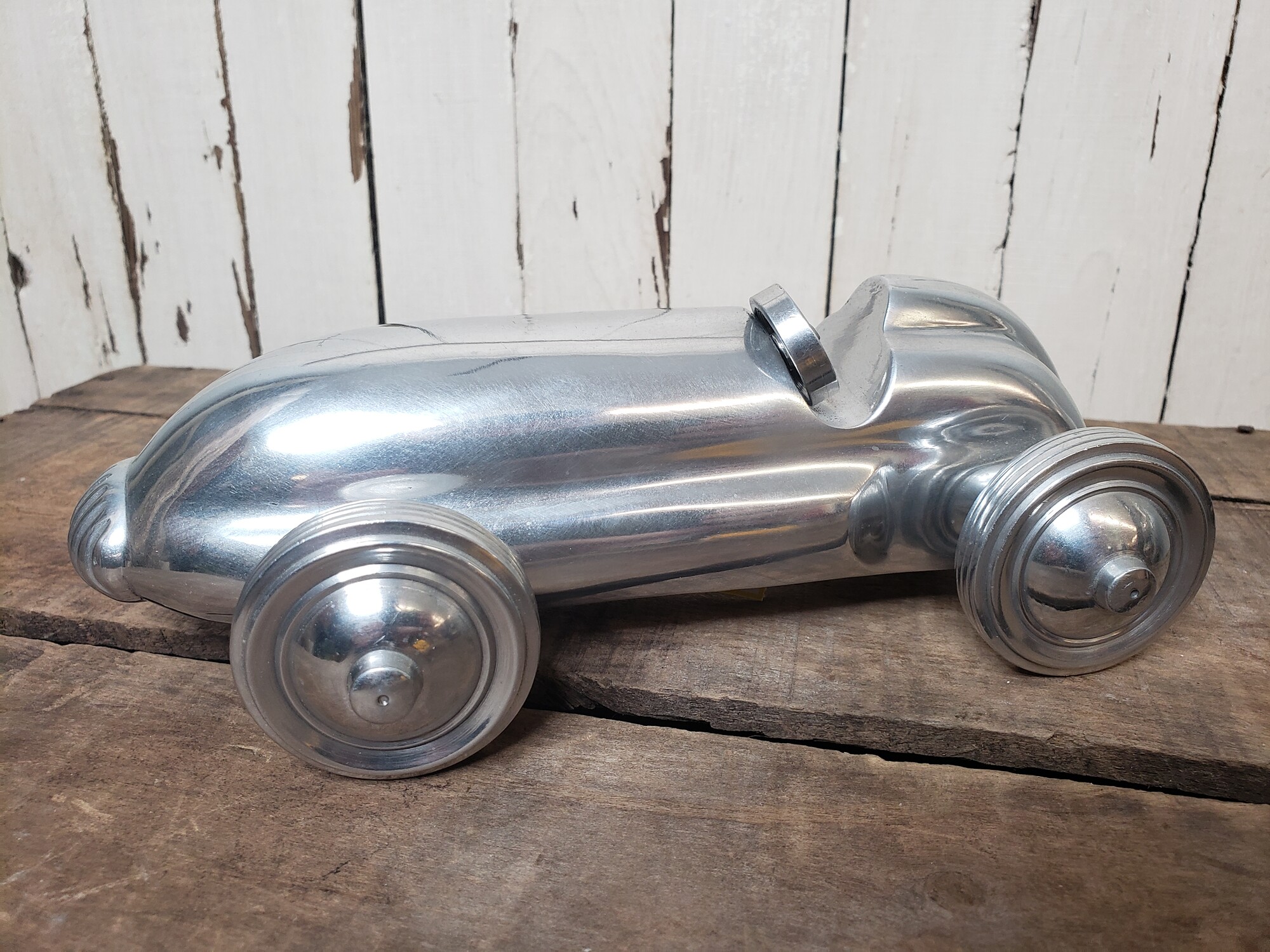 Metal Racecar, Silver, Size: 9x4
