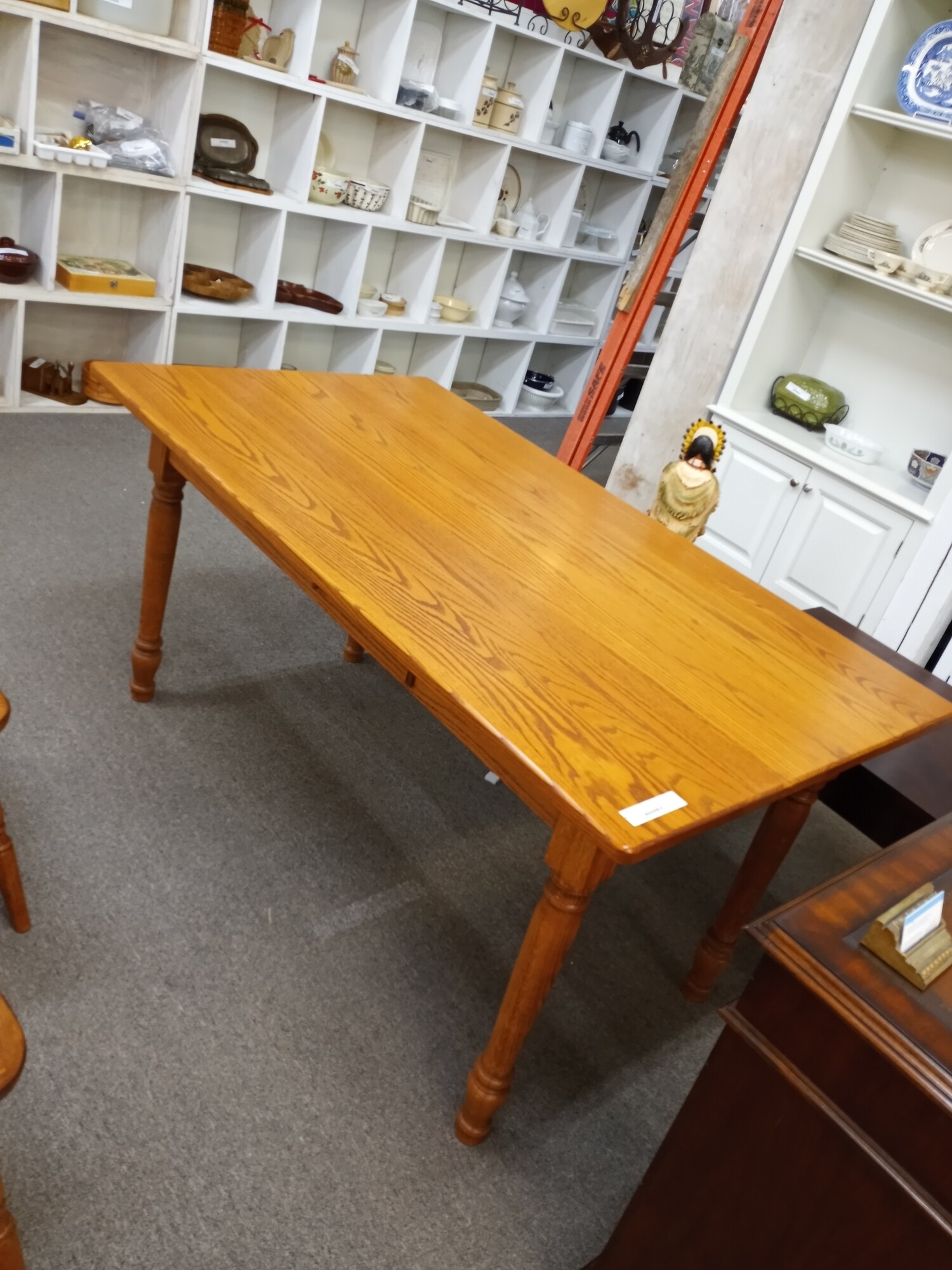 Solid Oak Desk Dining table with center drawer