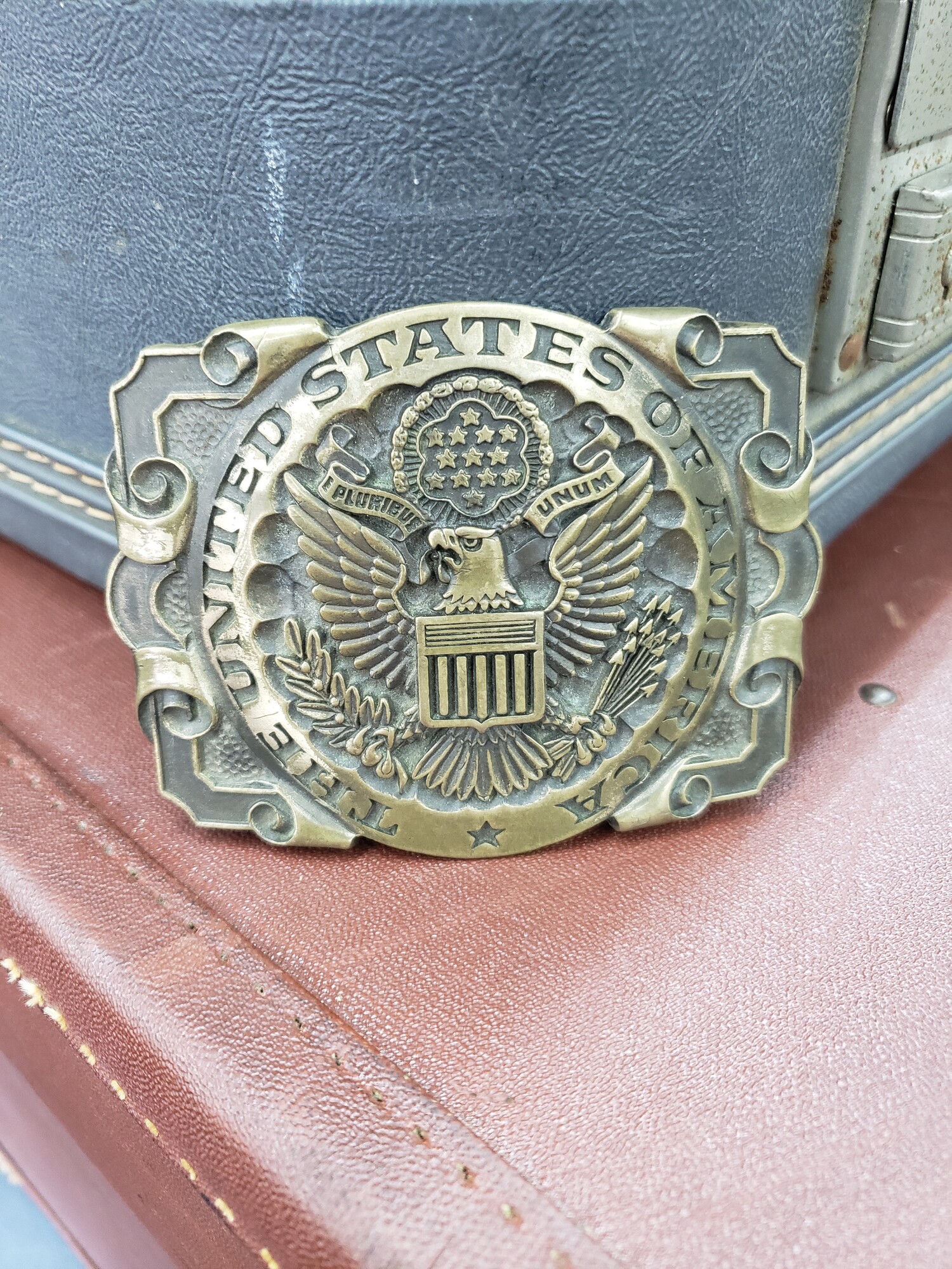 Vtg USA Belt Buckle, Solid Brass, Size: Eagle