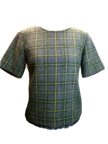 Wool Plaid Shirt, Grey with green & yellow, Size: M Fully lined in Excellent preloved condition! 45% Wool