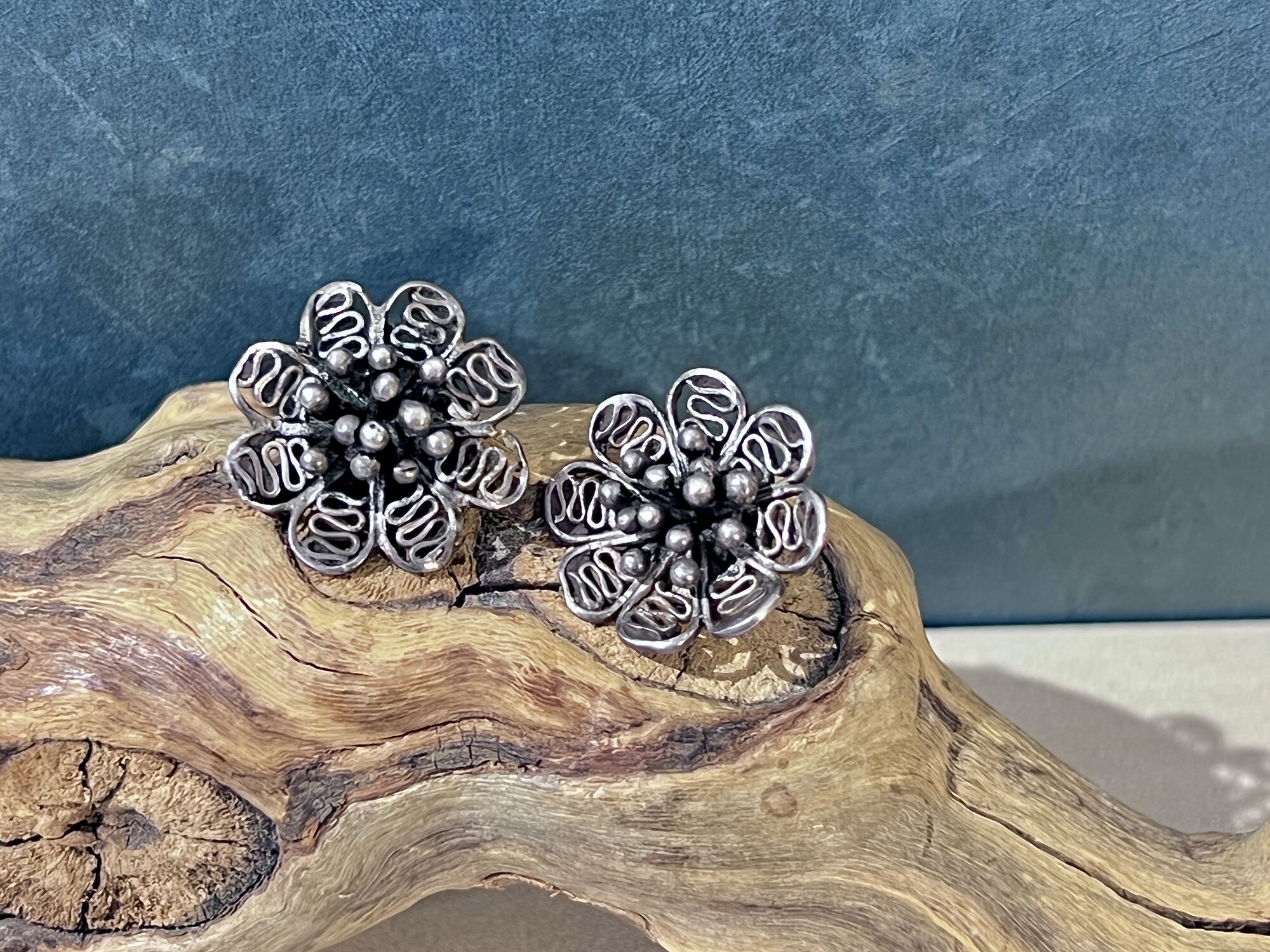 Sterling flower earrings