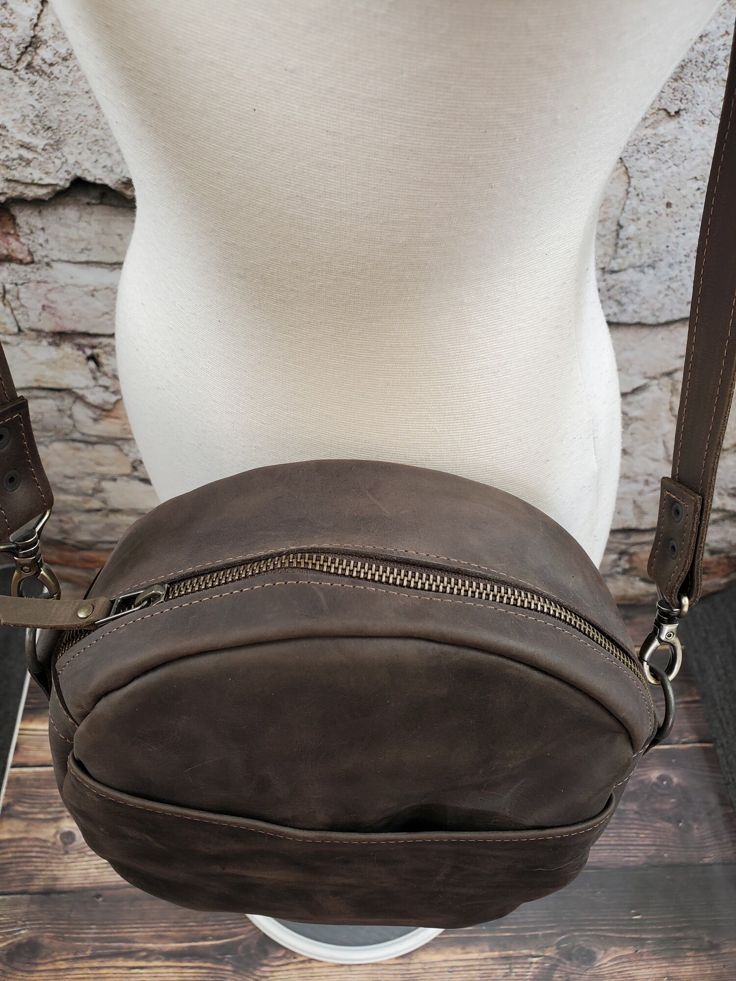 Italian Leather Circle Crossbody Bag