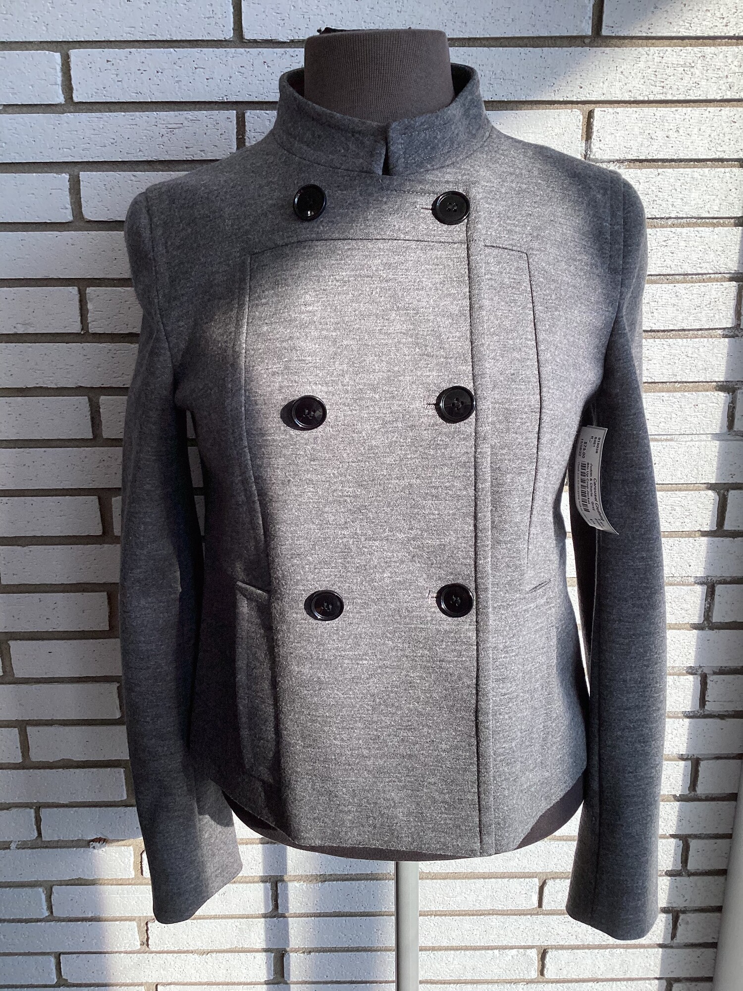 Btn Up Crop Jacket, Grey, Size: 8 Sm